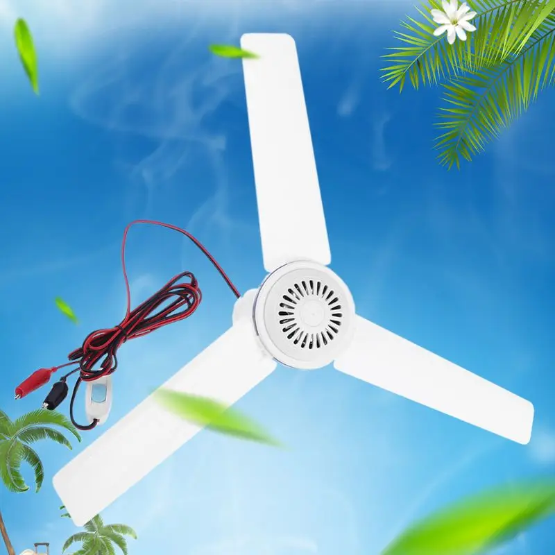 

12V 24V Household Mute Ceiling Canopy Fan Hanging Camping Tent Hanger Fan for Outdoor Hiking Barbecue Home Dormitory Bed G88D