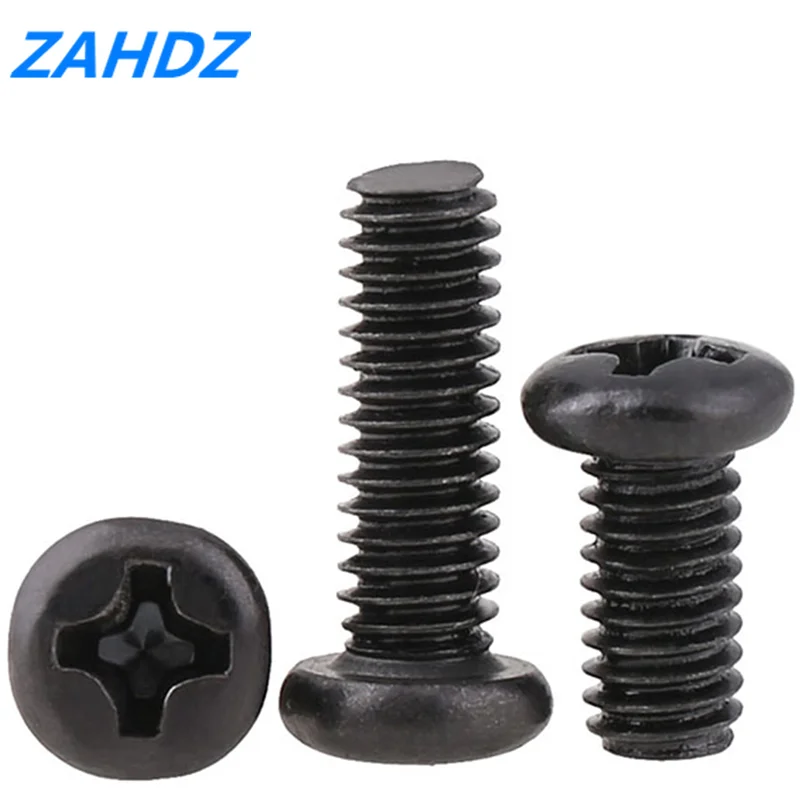 

100Pcs M1/1.2/1.4/1.7/2/2.3/2.6/3/3.5 PM Pan Head Black Electronic Micro Screws Phillips Phone Computer Machine Screw