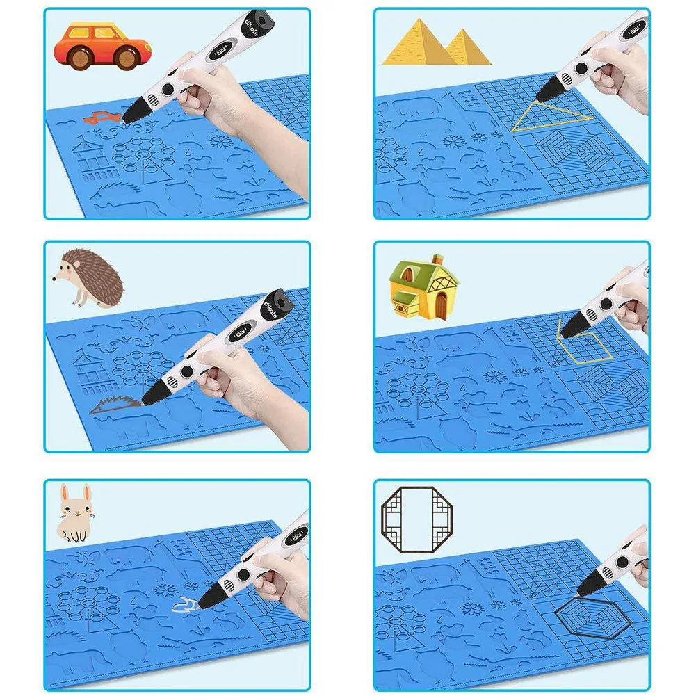

3D Printing Pen Basic Graphics Silicone Copy Drawing Board Mat with Finger Caps early education Intelligence Develop Toys