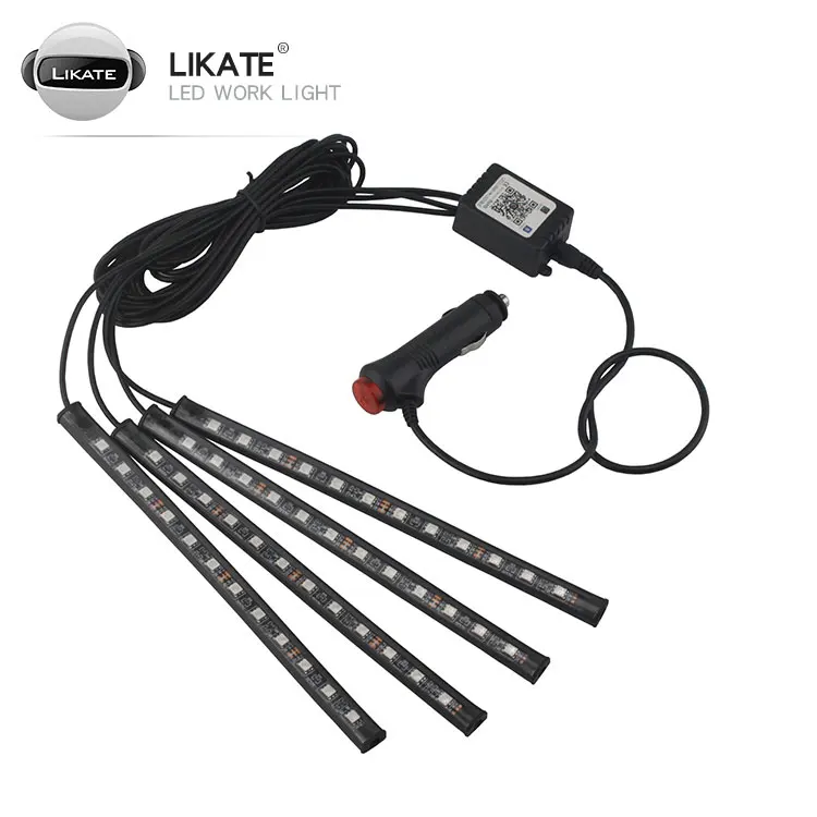 

LKT Car RGB LED Kit Interior Atmosphere Neon Lights Strip for Car Under Dash 5050 9LED APP Lighting