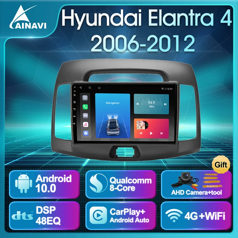 Автомобильный радиоприемник Android 10 QLED экран для Hyundai Elantra 4 2006-2012 авто стерео