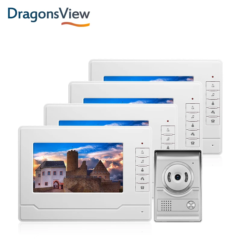 Видеодомофон Dragonsview 7 дюймов 1000 TVL серебристо черный|Видеодомофон| |