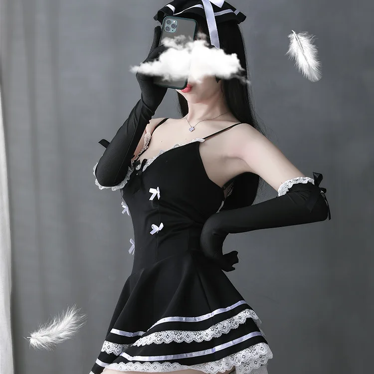 

Maid Uniform bow Princess Multi-storey Cake dress Sexy Lingerie Cosplay French Servant Costume Role Play