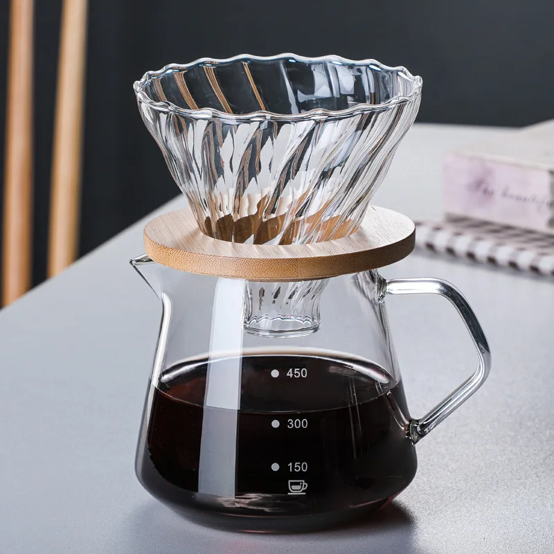 

Кофейник в стиле клубники V60 стеклянный деревянный 700 мл/500 мл кофейный капельница и набор кастрюль для кофе фильтр фотофильтры для кофе