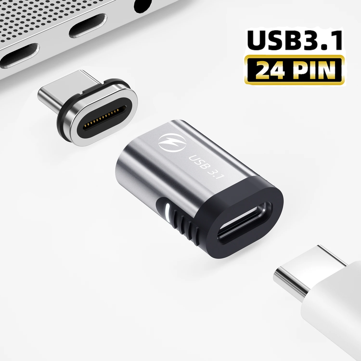 Магнитный USB C адаптер PD 100 Вт USB3.1 24Pin Быстрая зарядка 10Gbp/s Синхронизация данных Тип