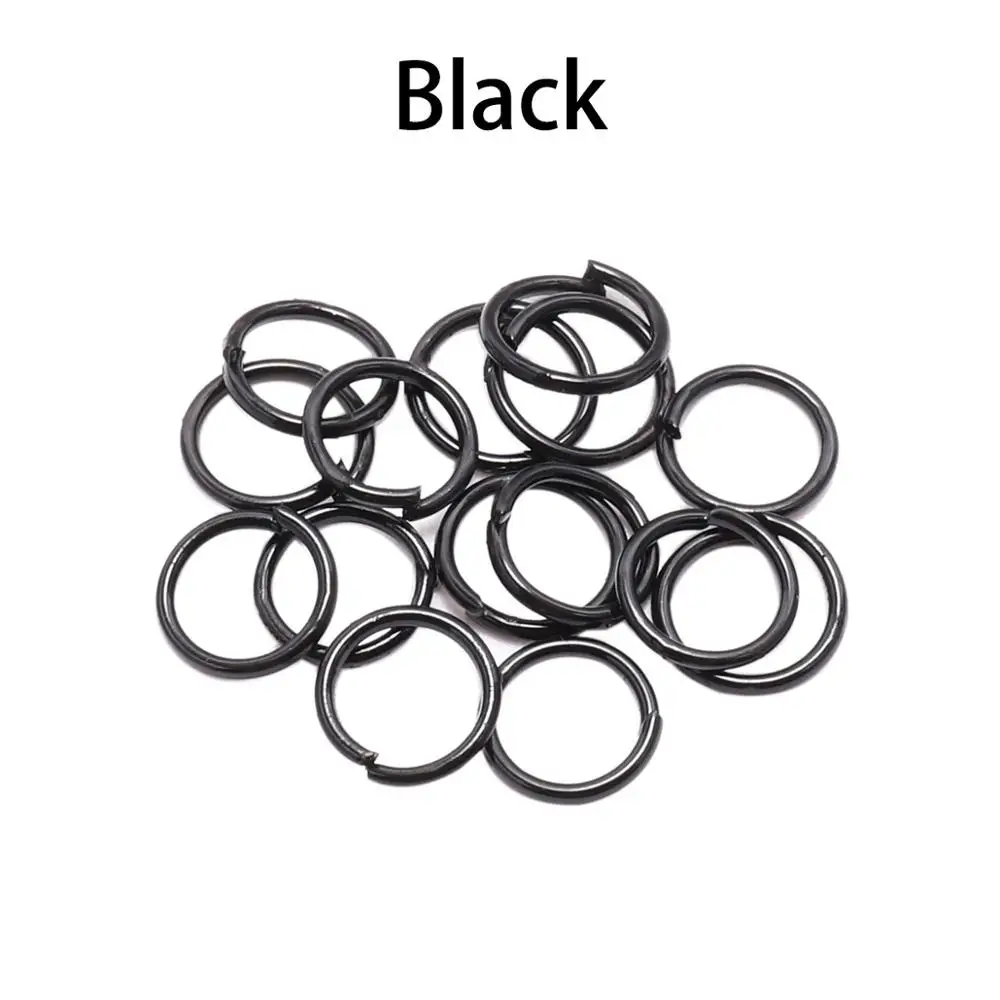 Black 200 шт./лот, золотые, серебряные петли, 4, 5, 6, 8, 10 мм, открытые кольца для рукоделия, изготовления ювелирных изделий, ожерелья, браслетов, фурнитура, соединительные принадлежности - Цвет: Black