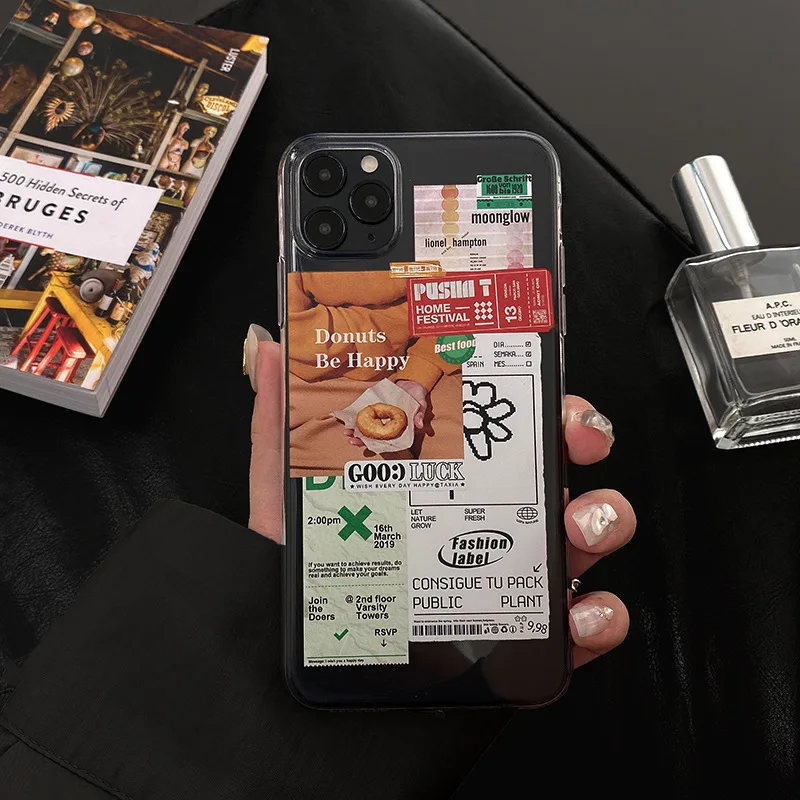 Прозрачный чехол INS с забавными ярлыками и наклейками для телефона iPhone 12 Mini 11 Pro Max
