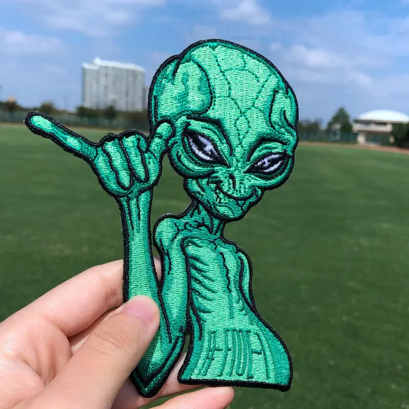 Prajna UFO патч вышитые патчи для одежды утюжок на заплатках одежде полоски Alien Rainbow