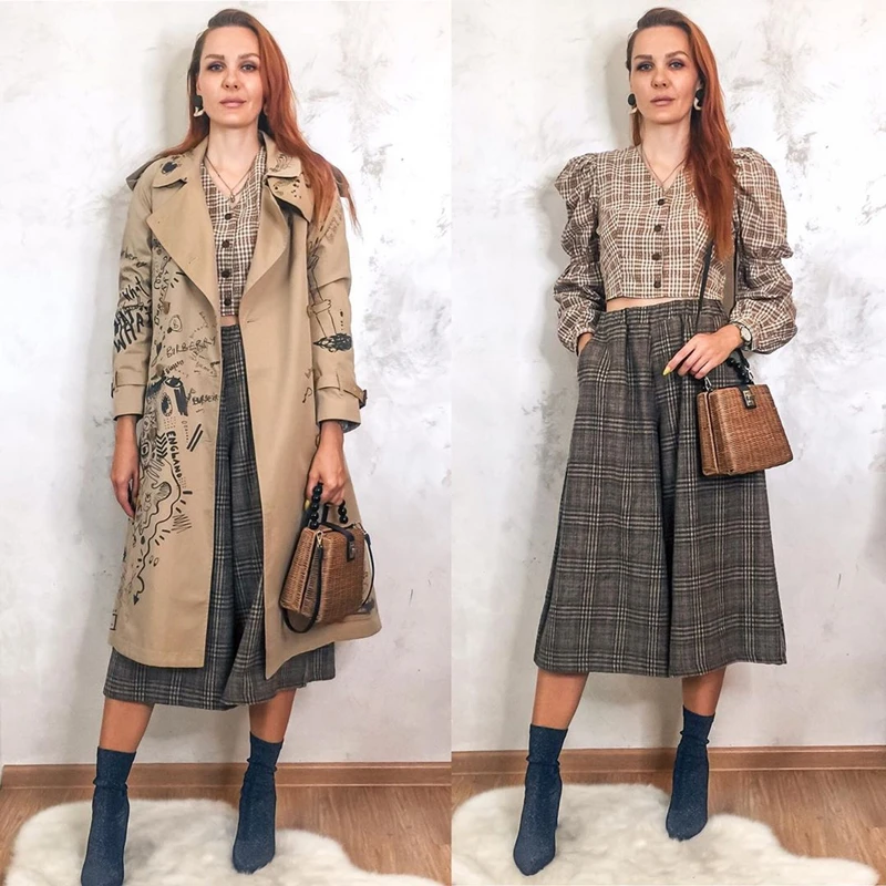 Simplee Vintage клетчатая рубашка женская sexy блузка клетчатая рубашка женская sexy блузка спинка зашнуровать женский топ рубашка Осень слойка рукава негабаритных женская блузка рубашка