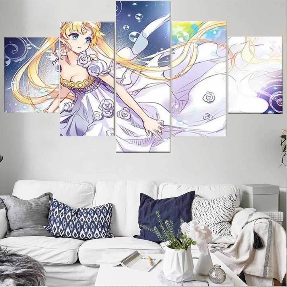 

5 Pieces Wall Art Canvas Painting Anime Poster Beauty Warrior Home Decoration Pictures Modern Living Room Modular Pictures