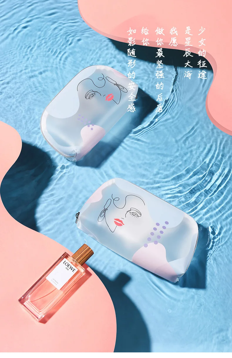 

YIMUSENX2021 New Spring Melody Series TPU Dull Polish Waterproof Cosmetic Bag Esay Take Hand Out Big Capacity Transport Storeage