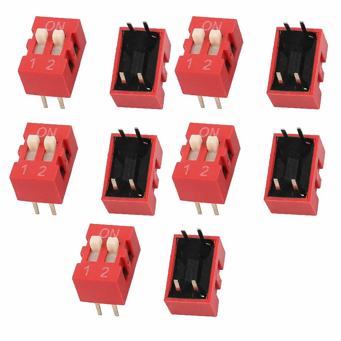 

10 Pcs DIP Switch 2 Row 4 Terminals 2 Positions Sliding Switch 2.54mm Pitch