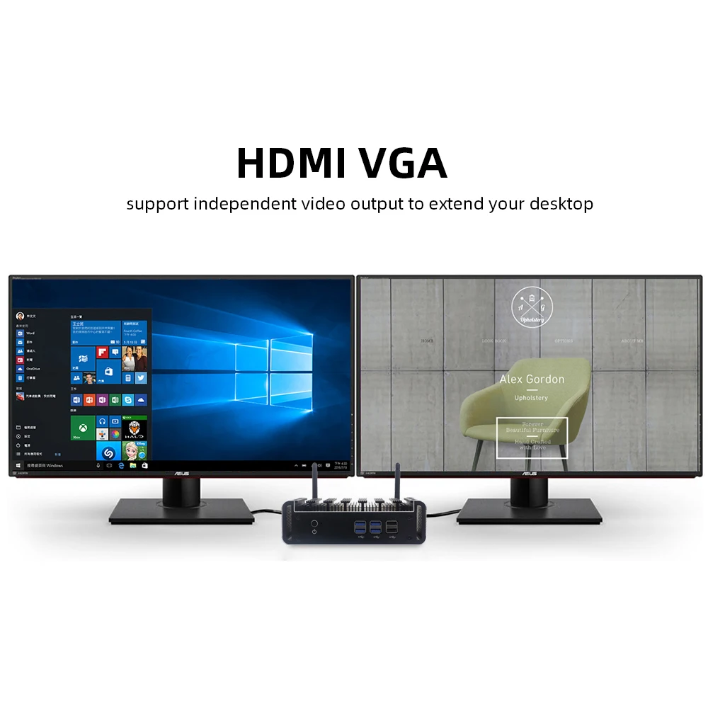XCY безвентиляторный мини ПК Intel Core i7 5557U i5 5287U i3 5005U HDMI VGA 6xusb Gigabit Ethernet 2 4G/5 0G Wi Fi Windows 10