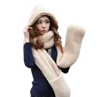 xeongkvi korean new cashmere thicker woman hats scarf gloves one set of three winter warmmer fashion caps
