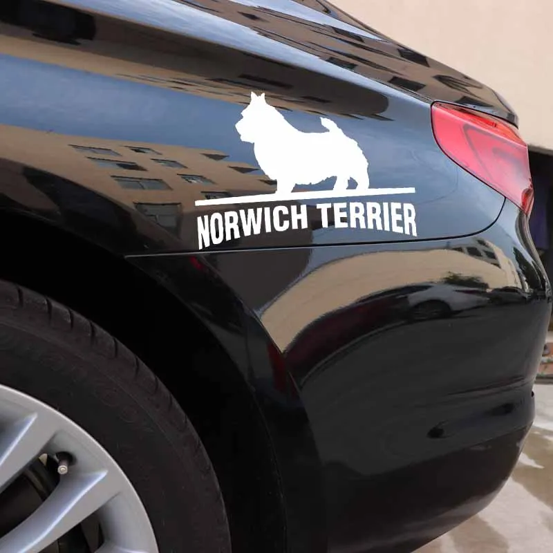Volkrays Personality Car Sticker Norwich Terrier Funny Pet Dog Breed Accessories Vinyl Decal Black/Silver 9cm*14cm | Автомобили и