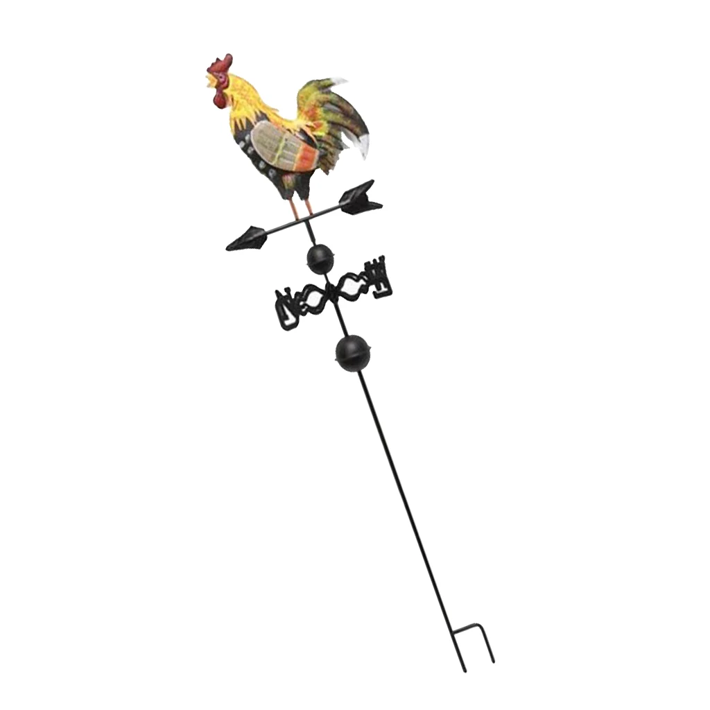 

47inch Rooster Rain Guage with Weather Vane for Garden Yard Decor