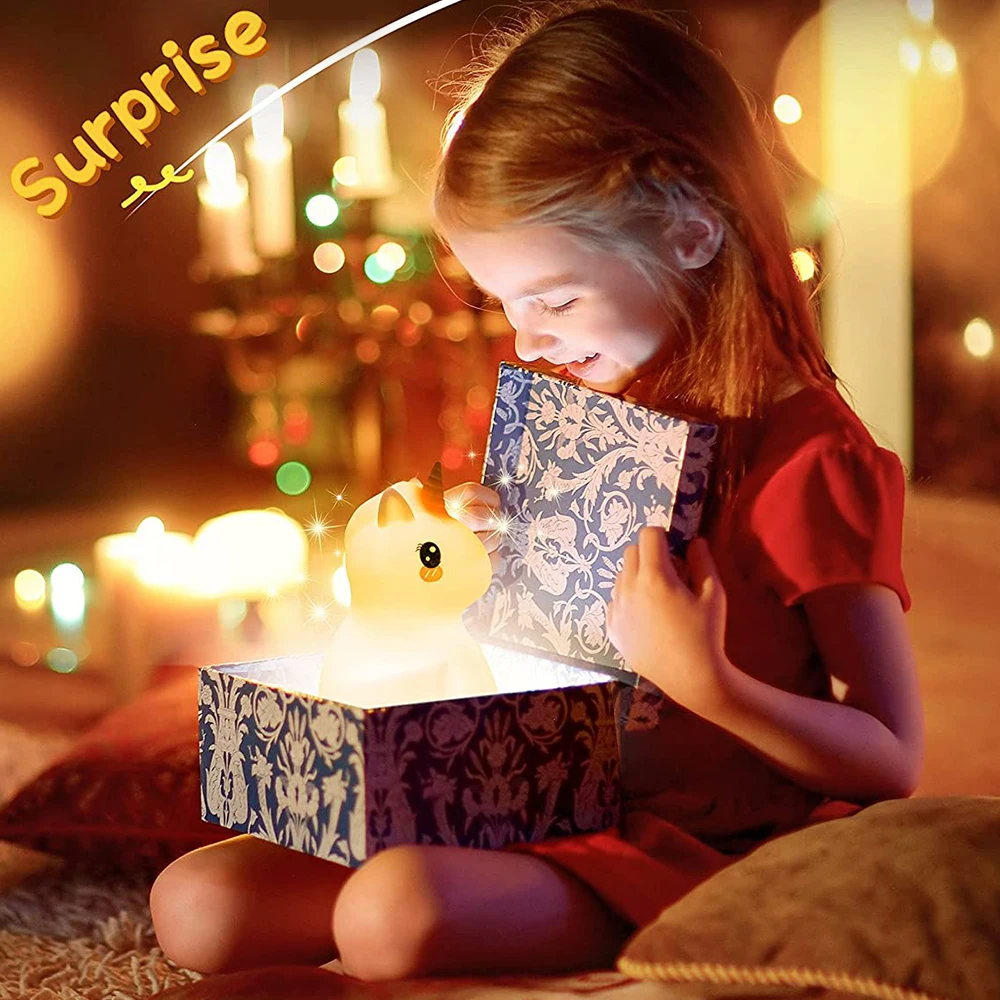 Ночсветильник в виде единорога для детей силиконовая лампа совы с сенсорным