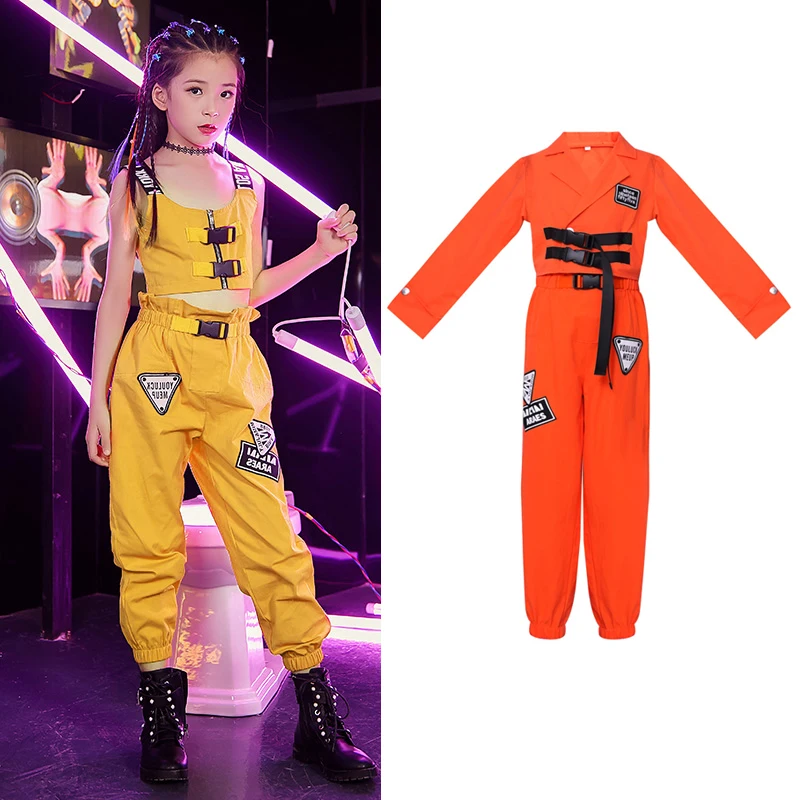 

Костюмы для джазовых танцев, для девочек, топы с длинным рукавом, костюм в стиле хип-хоп, сценическая одежда для улицы, DQL1773