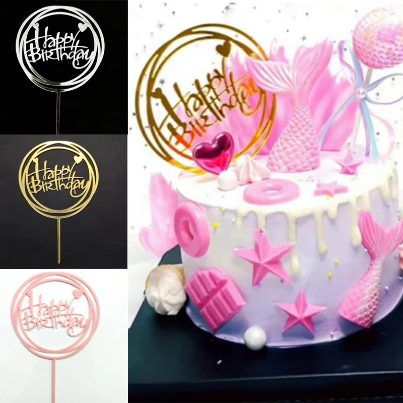 Торт Топпер флажки для кексов с днем рождения акриловая кухонная посуда выпечки