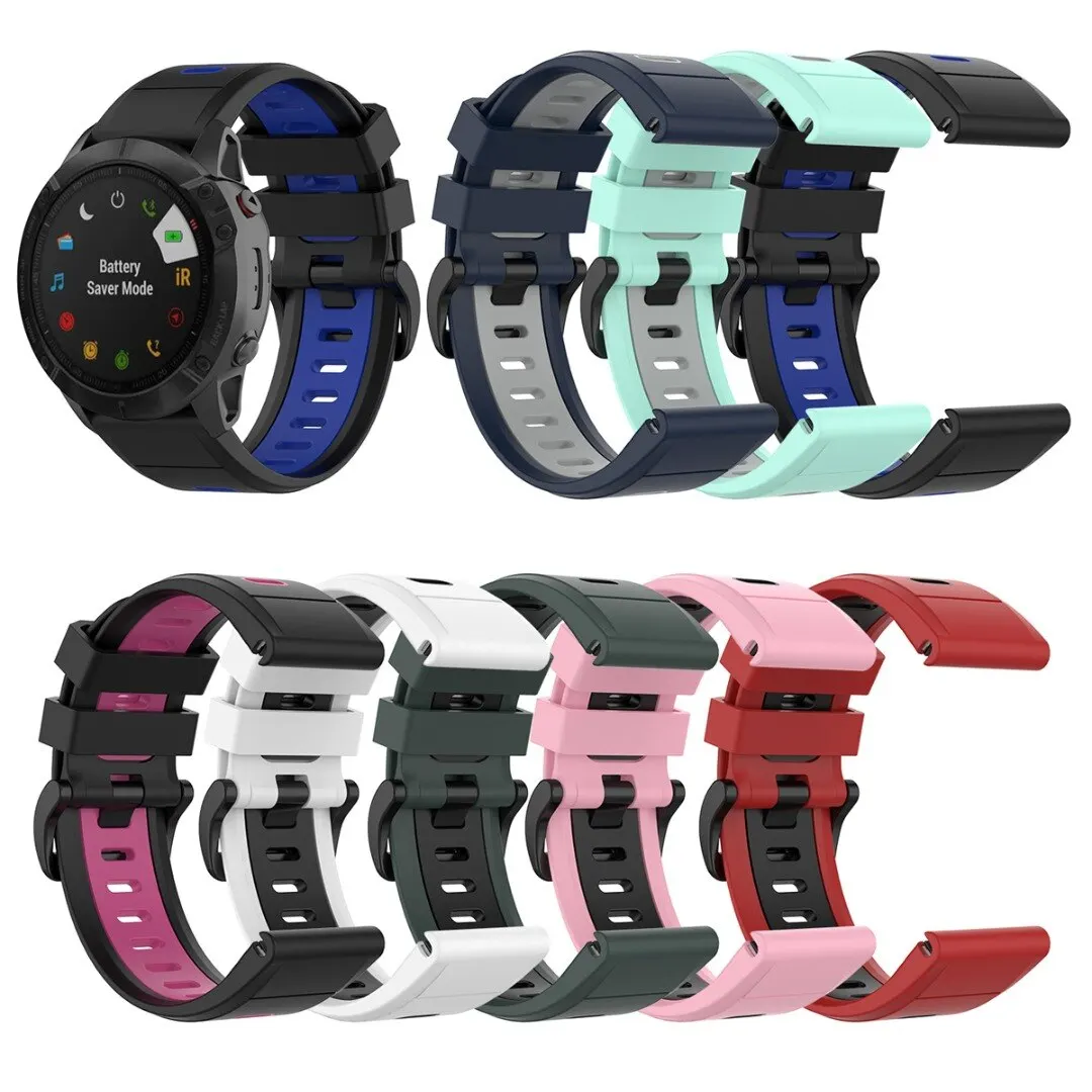 

Ремешок сменный силиконовый для наручных часов Garmin Fenix 6X/6 Pro 3HR/5X Plus, модный двухцветный браслет для наручных часов, 26 мм