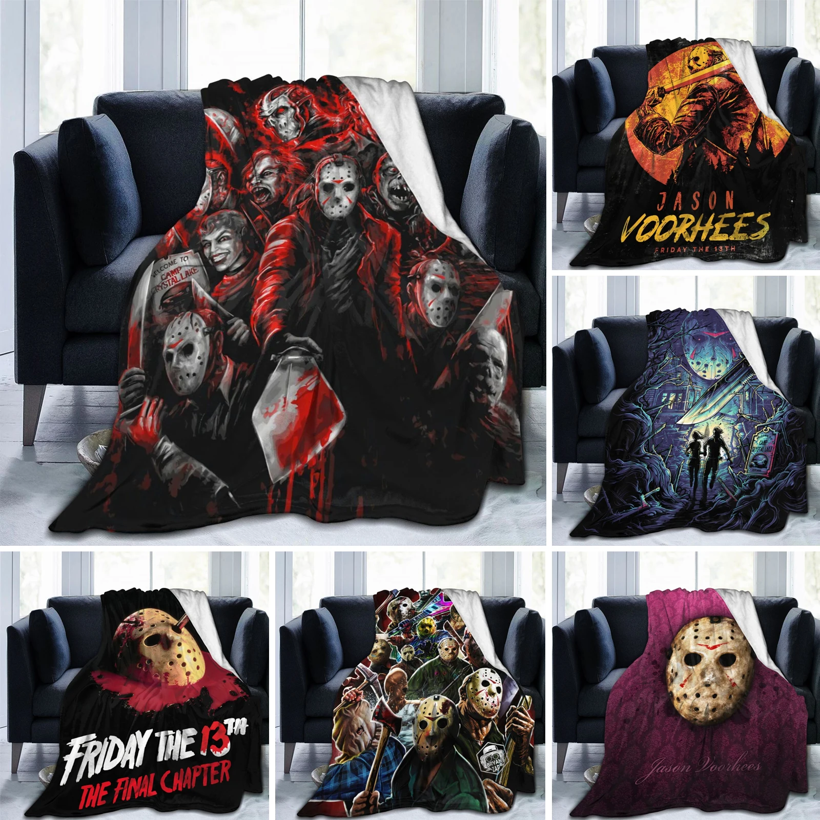 

Friday The 13th Jason Voorhees Fleece Blanket Ultra Soft Flannel Blanket Digital Printed All Season Microfiber Fleece