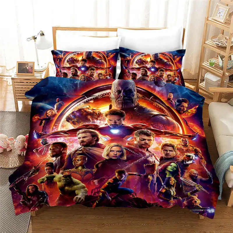 Avengers Bedding 9 3D набор постельного белья «мстители» «Железный человек», постельные простыни для мальчиков, стеганые пододеяльники, двойные покрывала, Детская летняя королева - Цвет: Avengers Bedding 9