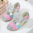 CUZULLAAОт 3 до 12 лет; Детские Вечерние кожаные туфли с кристаллами; Обувь принцессы на низком каблуке с кружевными цветами для девочек; Танцевальные модельные туфли