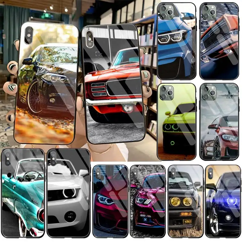 

YJZFDYRM Hot best Sports car Painted Phone Case Tempered Glass For iPhone 11 Pro XR XS MAX 8 X 7 6S 6 Plus SE 2020 case