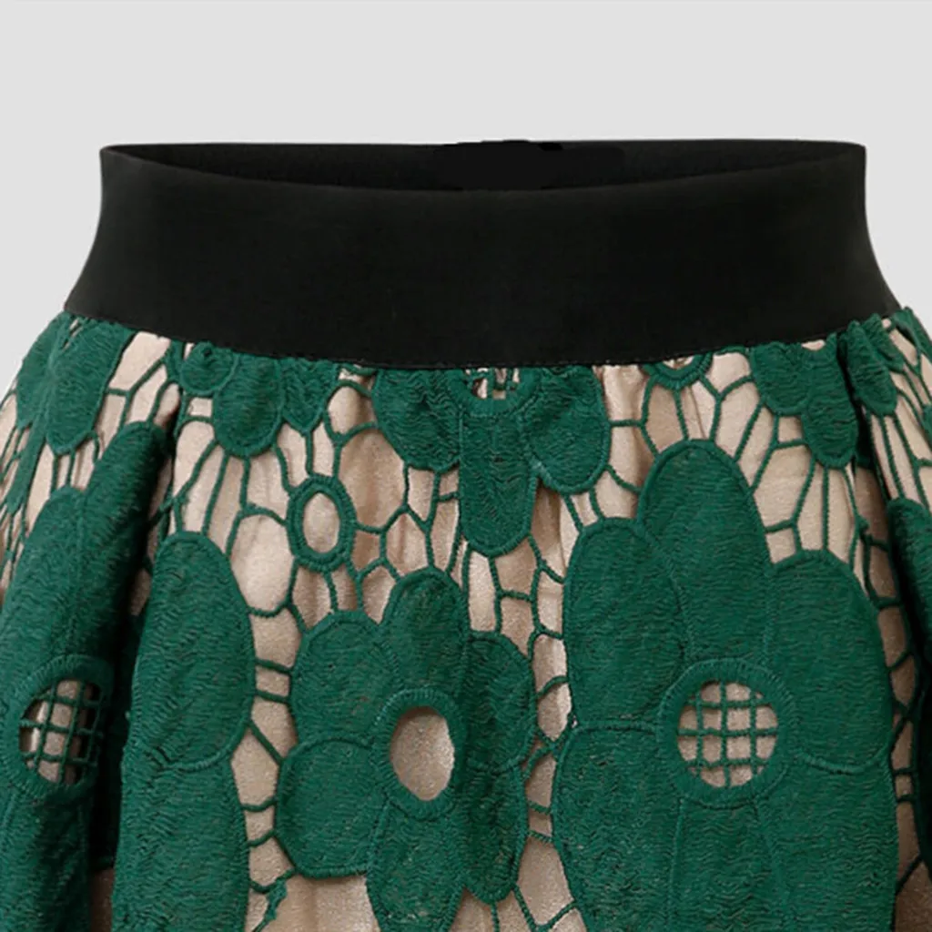 

Womens 2021 Spring Summer Vintage Skirts Womens Lace Elastic High Waist Tulle Mesh Skirt Long Soft Stretch Flared Printed Skirt