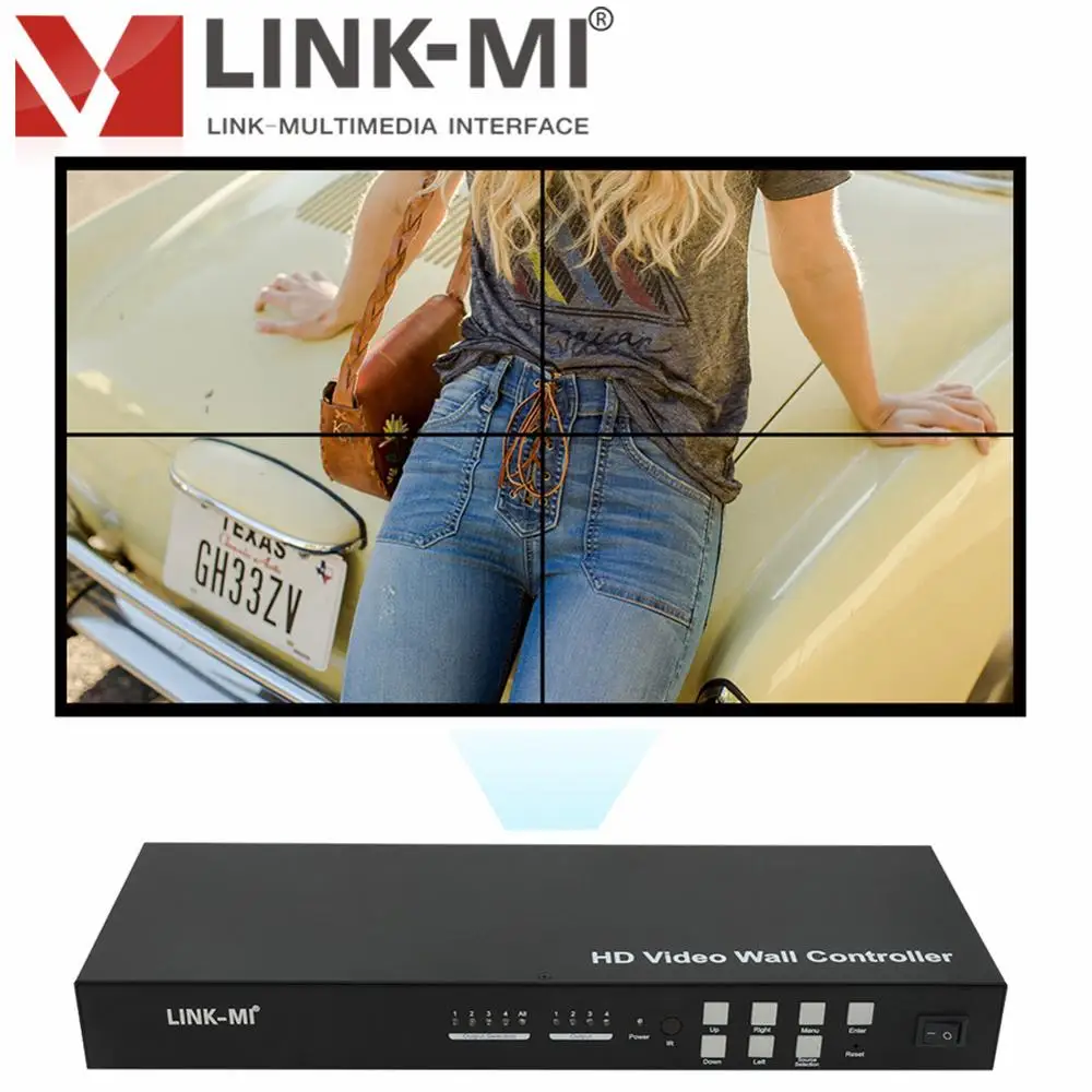 Настенный видеоконтроллер LINK-MI 2x2, 3x3, 4x4, макс. 10x10, поддержка вращения на 180 градусов, ИК, управление RS232, USB,VGA,AV,HDMI, совместимый с DVI