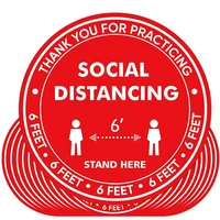 20 social distance floor stickers sticker 6 ffet distance safety floor signs for crowd control 12 inches red