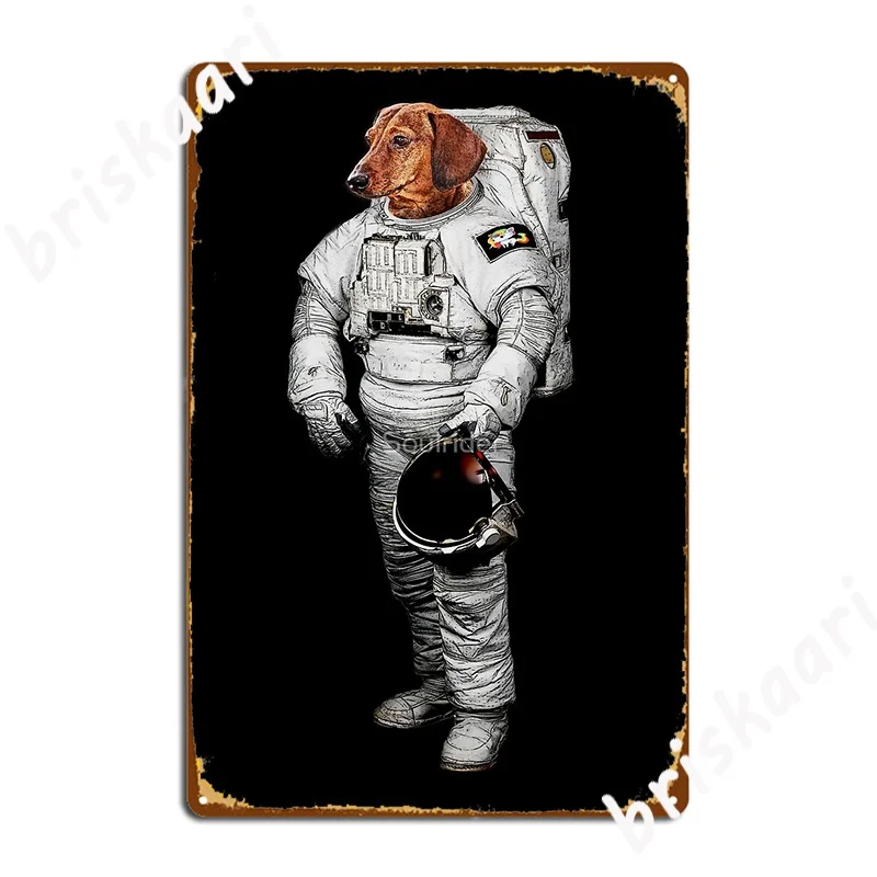 Худи с надписью Space Dachshund Metal Sign роспись домашний кинотеатр гараж на заказ жестяной знак постер
