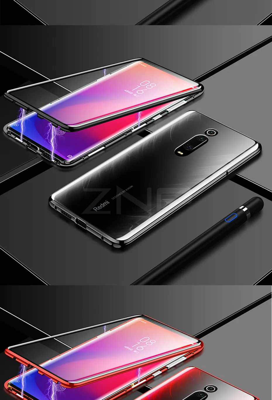 ZNP Магнитный адсорбционный металлический чехол для телефона для Xiaomi 8 9 SE 9T Pro двухсторонний стеклянный Магнитный чехол для Redmi Note 7 K20 Pro чехол s