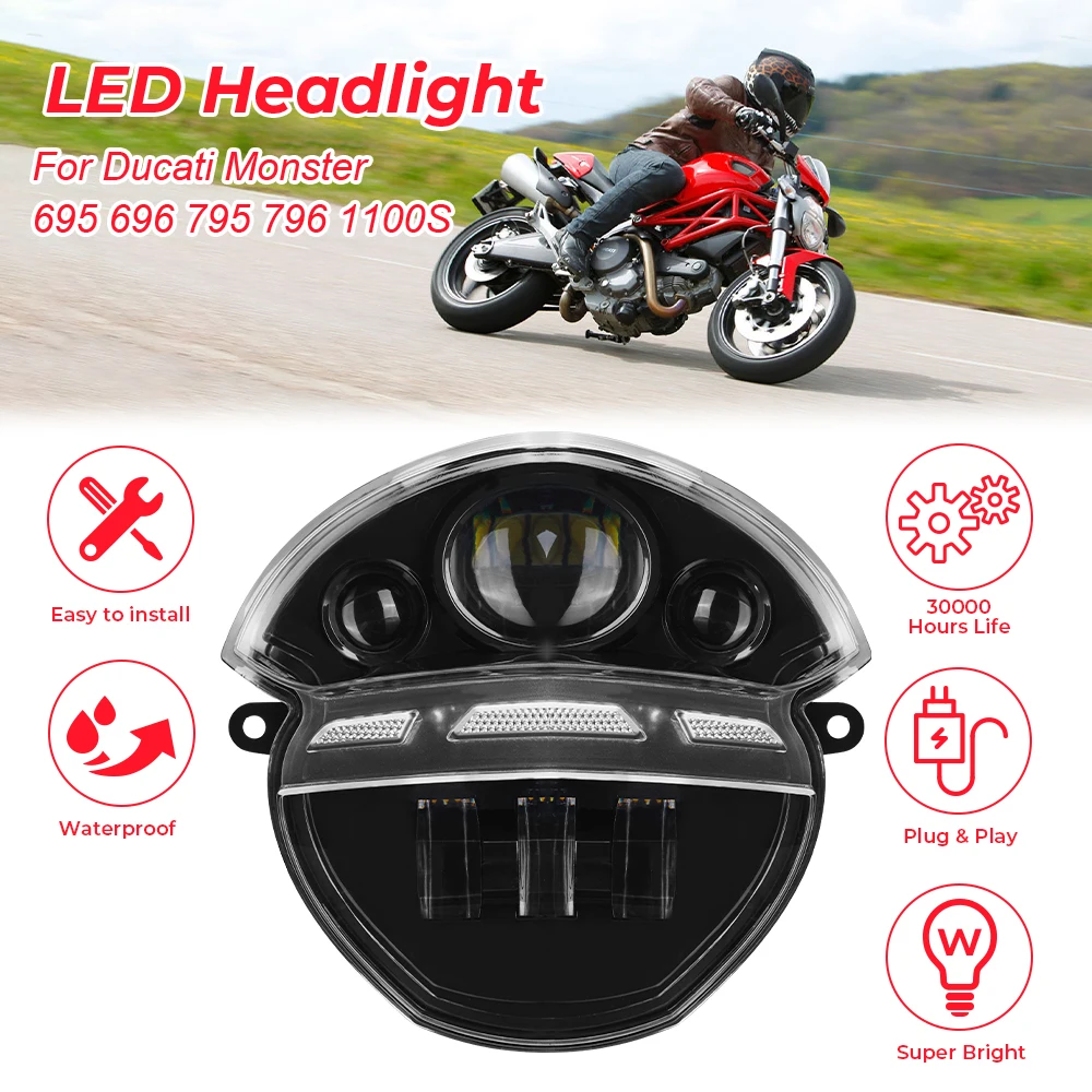 

Headlamp For Ducati Monster 695 Motorcycle Headlight Front Replace Headlamp For Ducati Monster 695 696 795 796 1100 1100S M1000