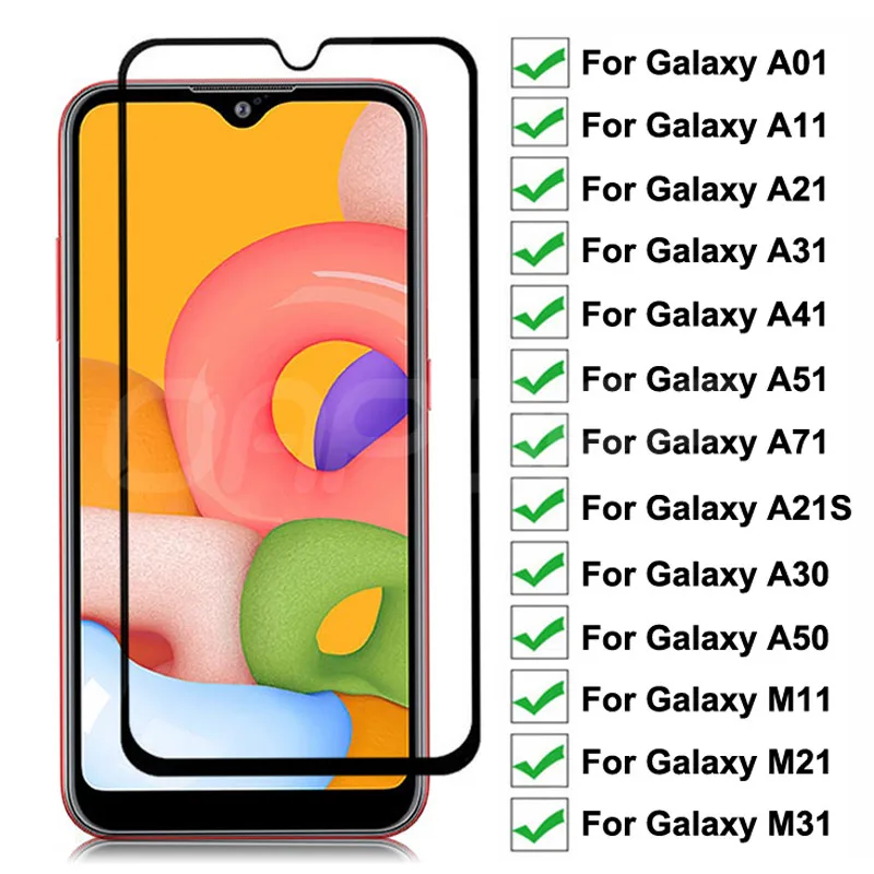 Защитное стекло 9D для Samsung Galaxy A01 A11 A21 A31 A41 A51 A71 A21S A30 A50 M11 M21 M31|Защитные стёкла и