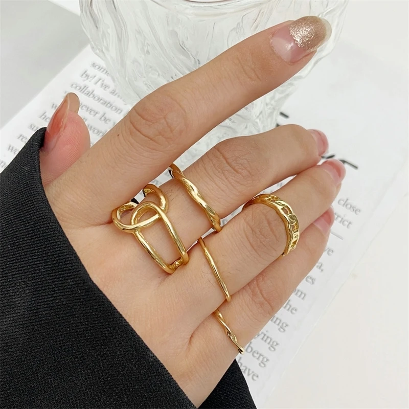 Ins cool hemp flower open ring set women's fashion design metal simple net red tail | Украшения и аксессуары