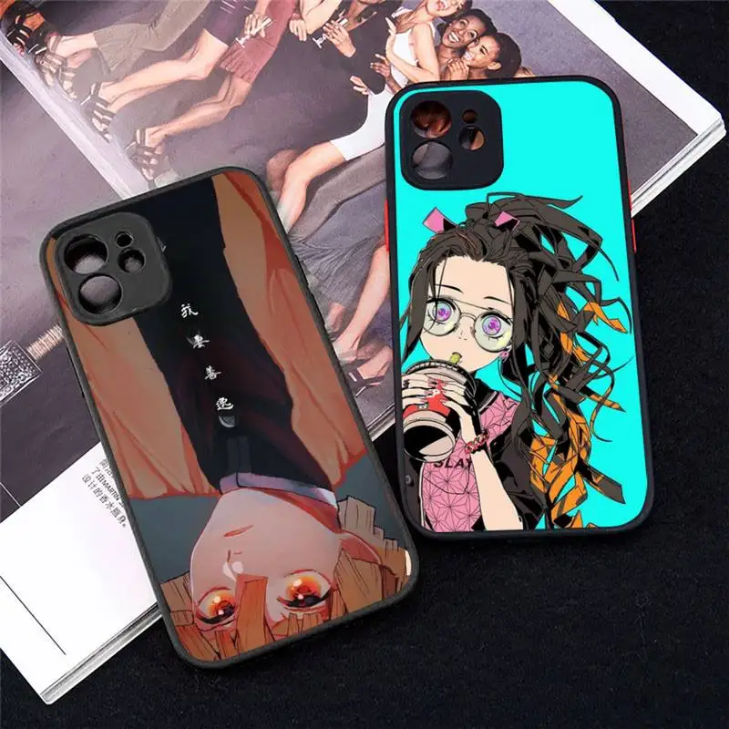 

Demon Slayer Phone Case Matte Transparent for iPhone 7 8 11 12 s mini pro X XS XR MAX Plus Clear mobile bag Shell Cover Coque
