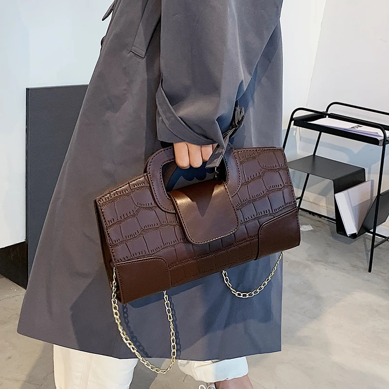 

Niche Design Women Bag 2020 New Autumn Winter Retro Crocodile Pattern Handbag Net Red Chain Shoulder Messenger Bag