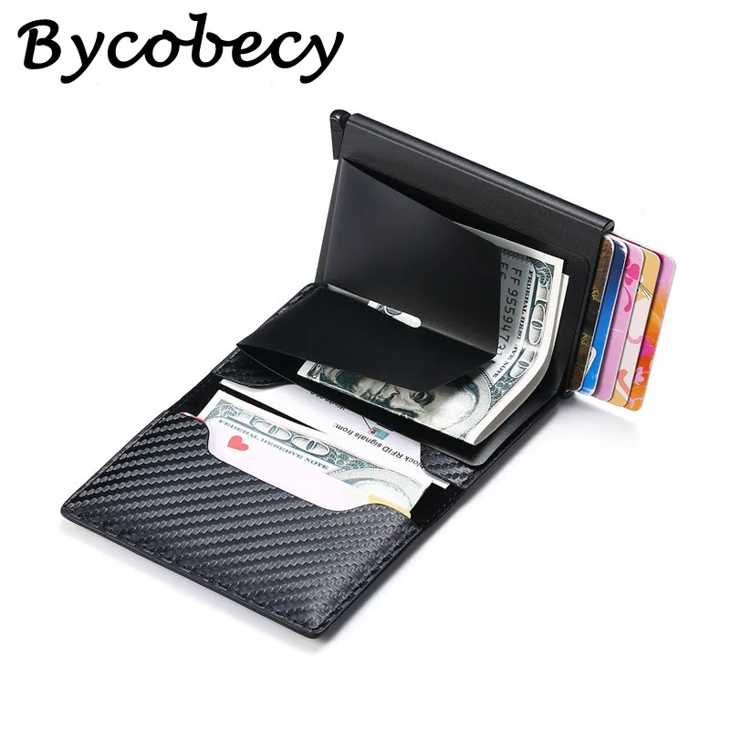 Bycobecy Антивор Rfid Блокировка безопасности Умный кошелек Мужской винтажный из