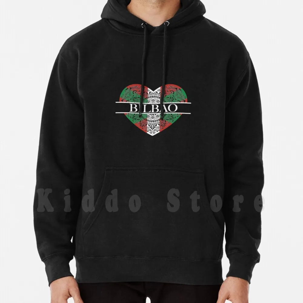 

I Love Bilbao Heart Mandela Flag Of Bilbao-Gift For Basque From Bilbao Hoodies Long Sleeve Bilbao Basque Basque