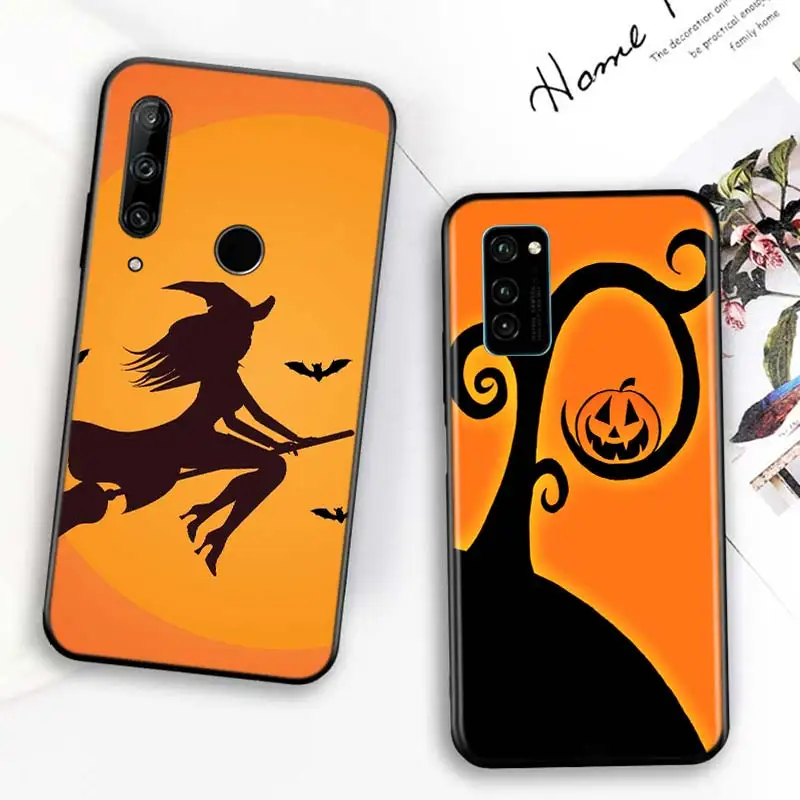 

Black Cover Skull Pumpkin Spooky Halloween for Huawei Honor 30 20S 20 10i 9S 9A 9C 9X 8X 10 9 Lite 8A 7C 7A Pro Phone Case