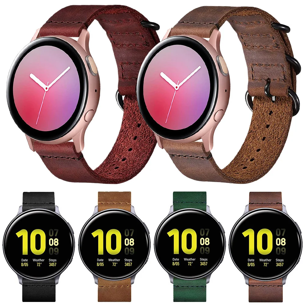 

22mm 20mm Retro Leather Strap for Samsung Galaxy Watch 4 3 Classic Band 42mm 46mm Active 2 44/40mm Bracelet for Huawei GT 2/Pro