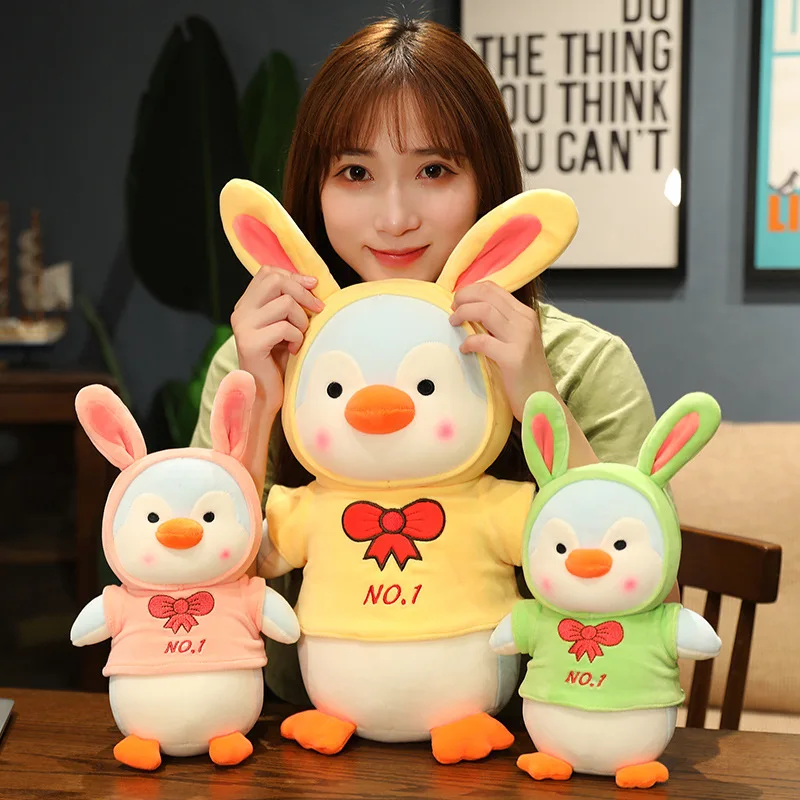 

1pc 30/50CM Kawaii Penguin Turn To Rabbit Plush Toys Stuffed Soft Baby Dolls Lovely Pillows For Kids Child Christmas Gifts