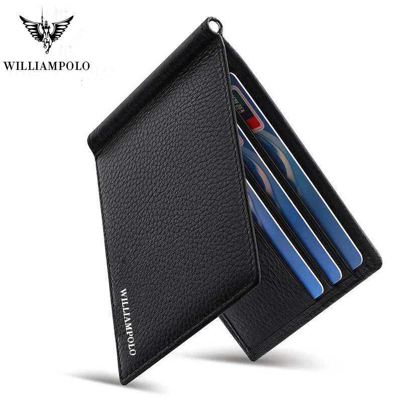 Новинка мужской кожаный кошелек William Polo из натуральной кожи черный коричневый