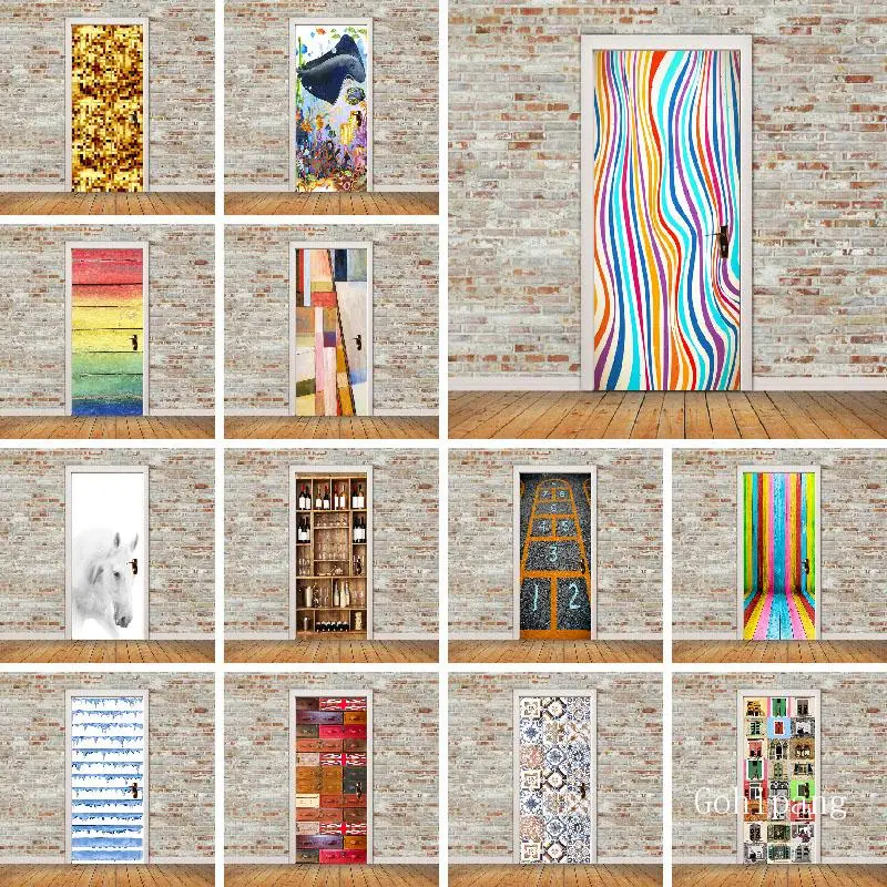 2 шт./компл. наклейки на двери для комнат абстрактный Декор обои 3D Двери росписи