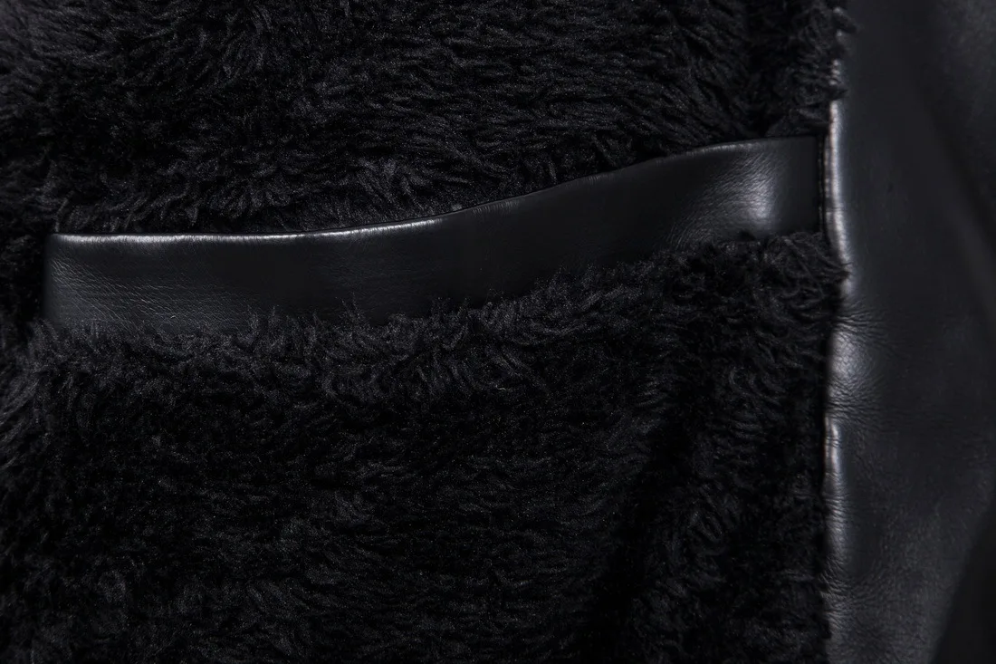 Pure Ouma мужская кожаная одежда плюс бархатное теплое кожаное пальто Классическая искусственная овечка кожаная куртка с капюшоном 1603