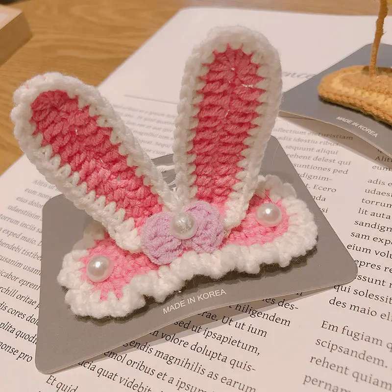

Disney Cartoon Three-dimensional Star Dailu Hairpin Disney Cute Bunny Ears Girl Heart Headdress Handmade Knitted Clip Tide