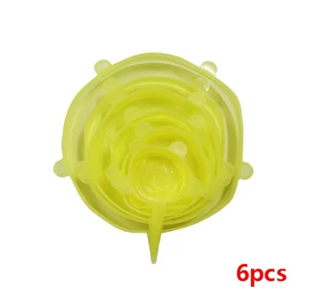 D-6CS 6/12 шт Многоразовые Силиконовая крышка для еды стрейч Vacuum Seal Обёрточная бумага Кухня организации Пособия по кулинарии Еда держать закрытые крышки дропшиппинг - Цвет: D-6CS