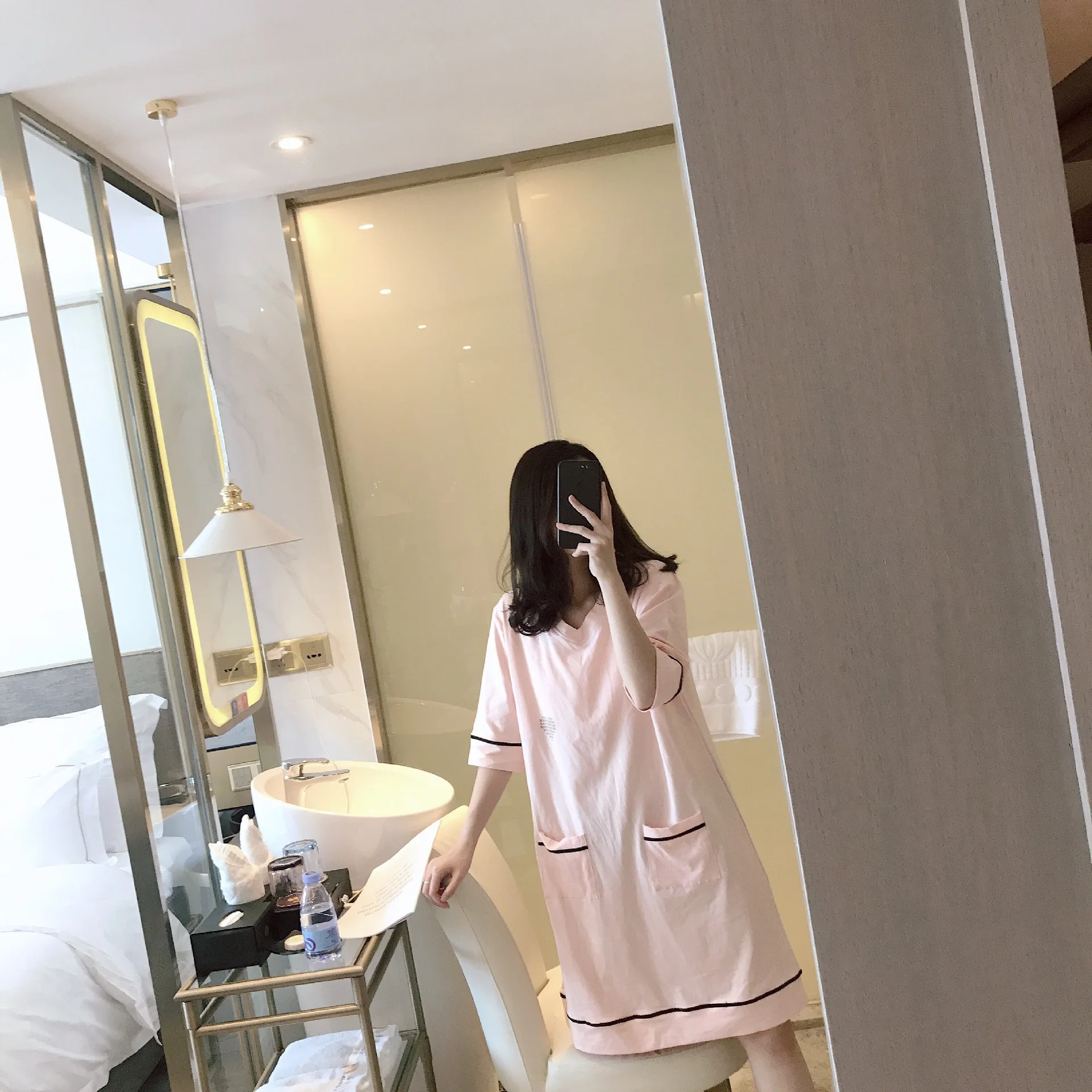 Women's Nightfress New Summer Short Sleeve Cotton Nightgown Simple Solid Color Printing Letter with Bra Pad Dress Detachable