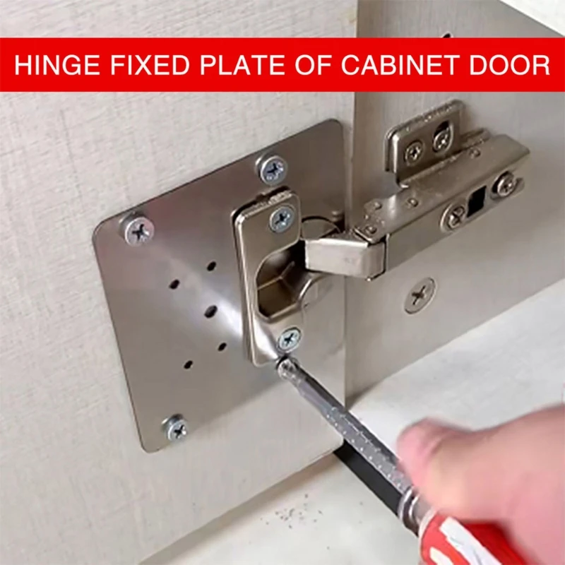 

Q1FD Stainless Steel Hinge Repair Side Walls Flat Connection Plate Hinge Repair Kit Kitchen Cabinet Door Hinge Repair Kit